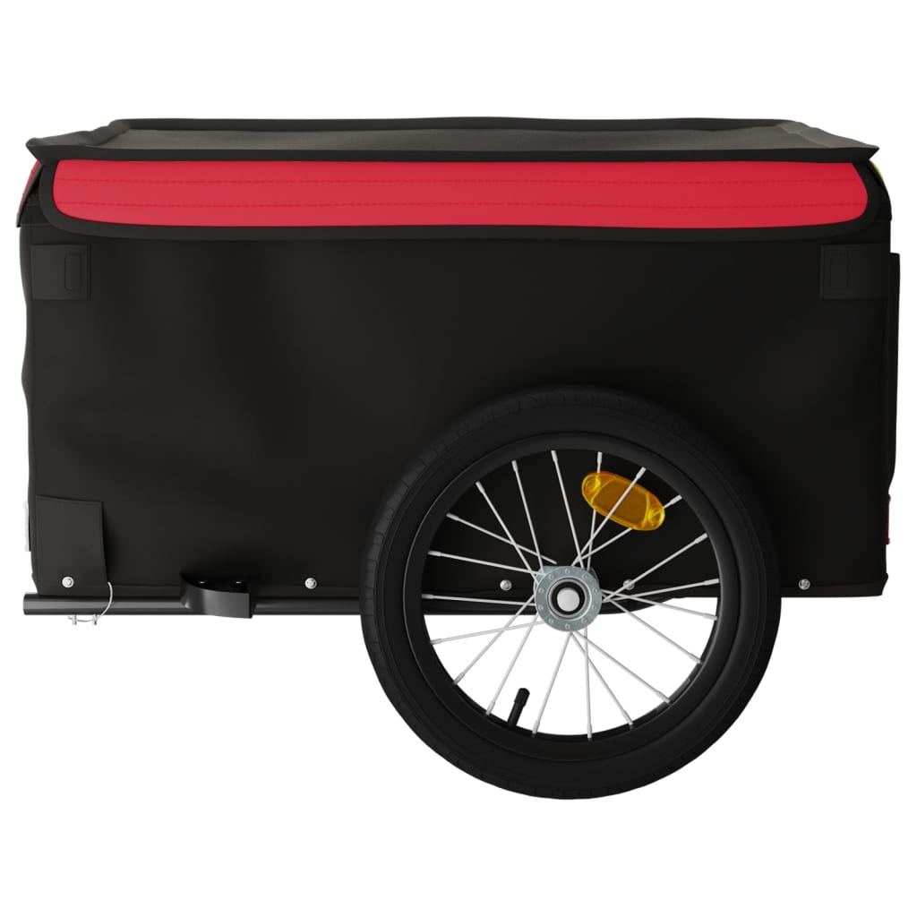 vidaXL Remorque de vélo noir et rouge 45 kg fer