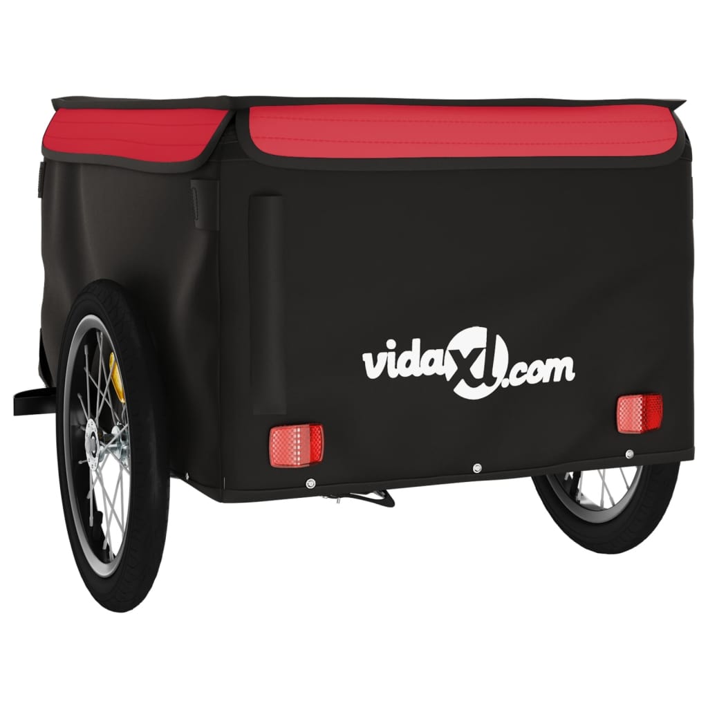 vidaXL Remorque de vélo noir et rouge 45 kg fer