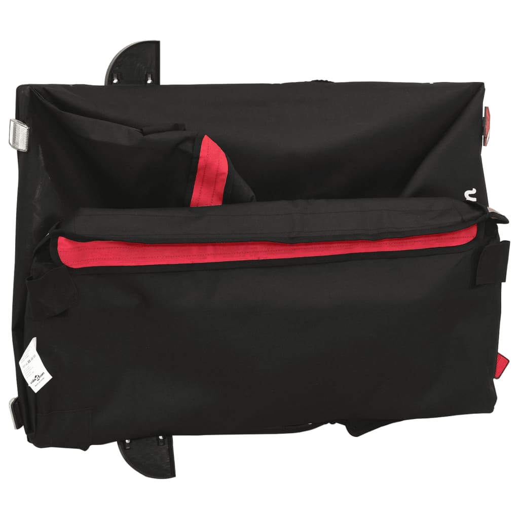 vidaXL Remorque de vélo noir et rouge 45 kg fer