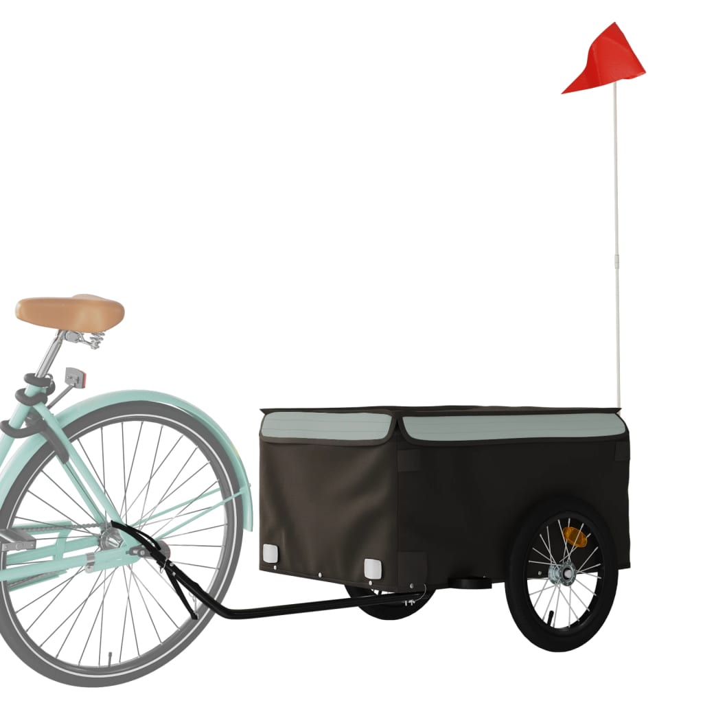 vidaXL Remorque de vélo noir et gris 45 kg fer