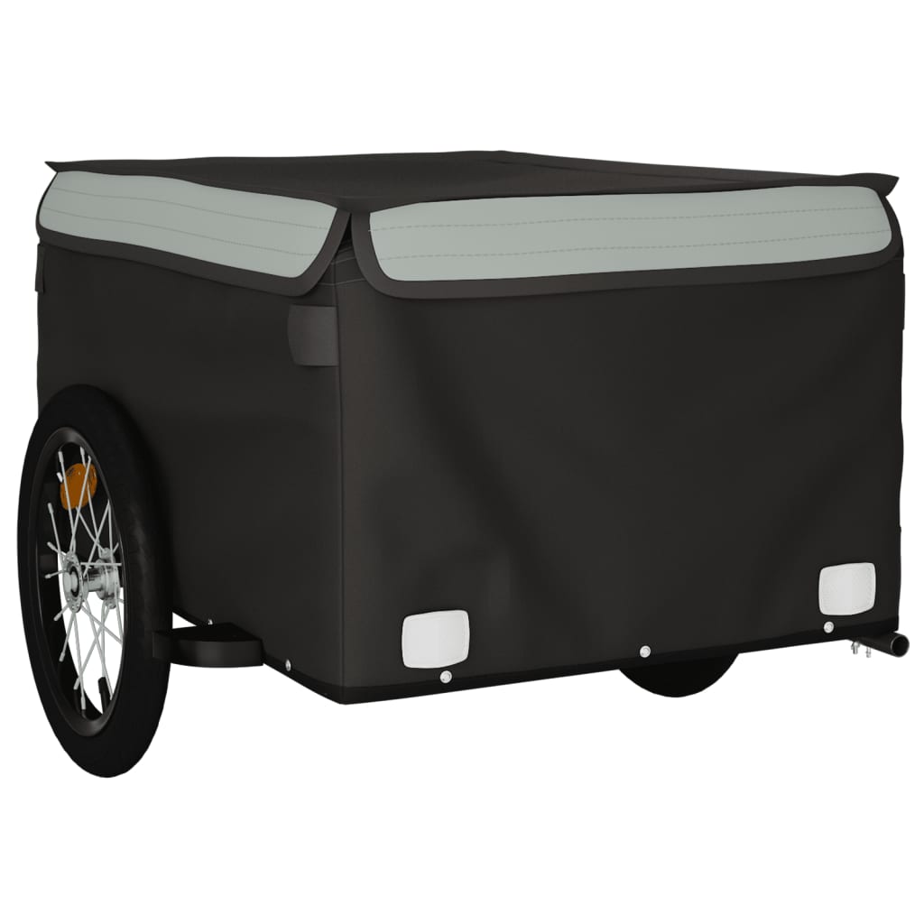 vidaXL Remorque de vélo noir et gris 45 kg fer