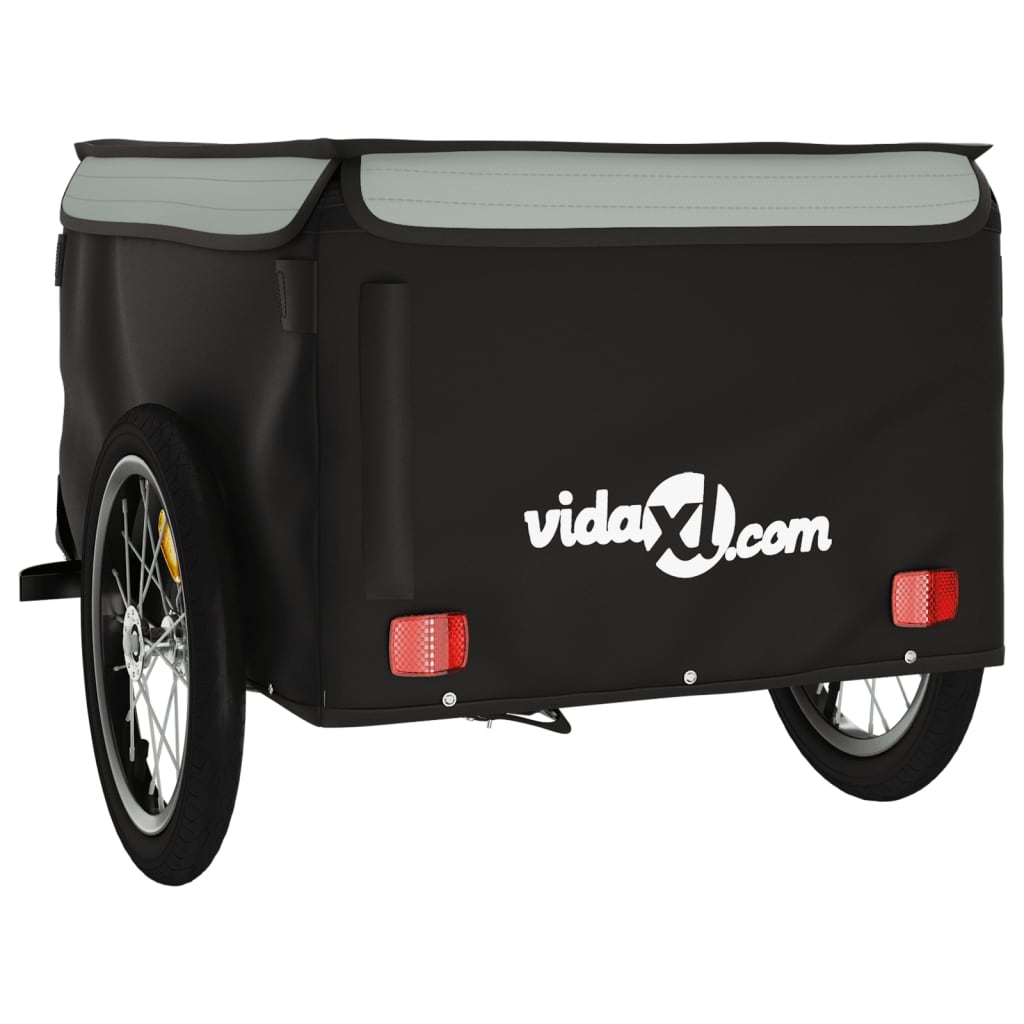 vidaXL Remorque de vélo noir et gris 45 kg fer