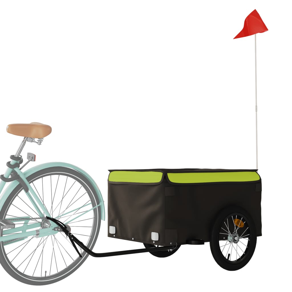 vidaXL Remorque de vélo noir et vert 45 kg fer