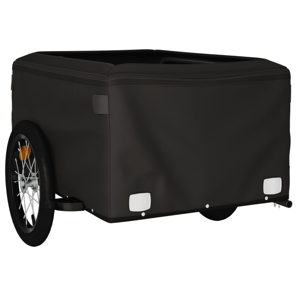 vidaXL Remorque de vélo noir et vert 45 kg fer