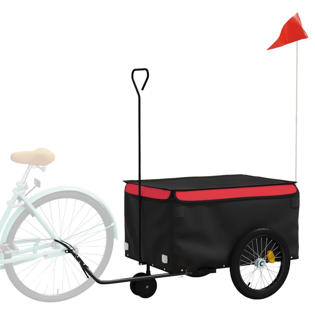 vidaXL Remorque de vélo noir et rouge 30 kg fer