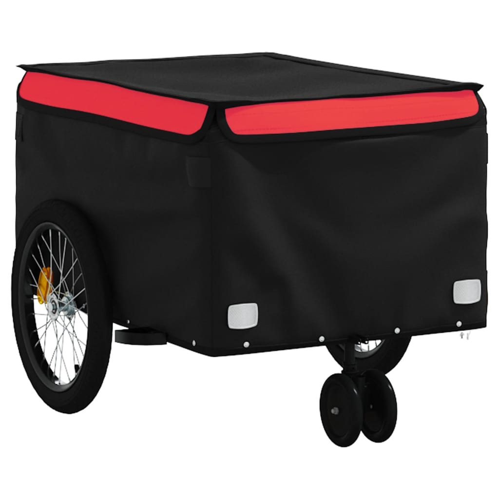 vidaXL Remorque de vélo noir et rouge 30 kg fer