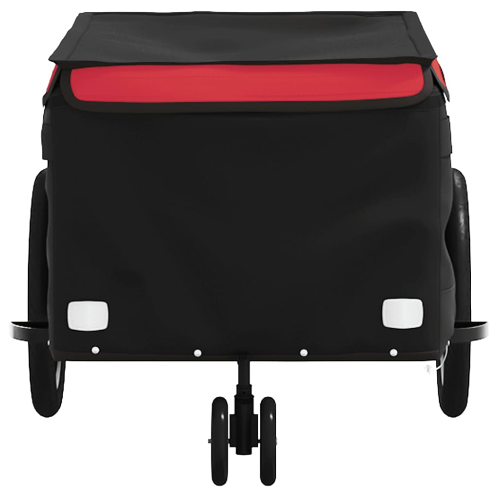 vidaXL Remorque de vélo noir et rouge 30 kg fer