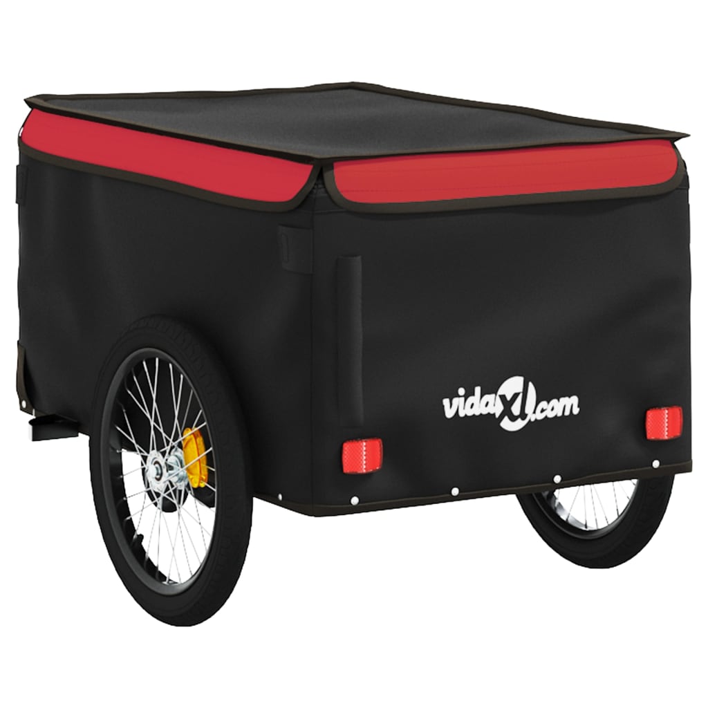 vidaXL Remorque de vélo noir et rouge 30 kg fer