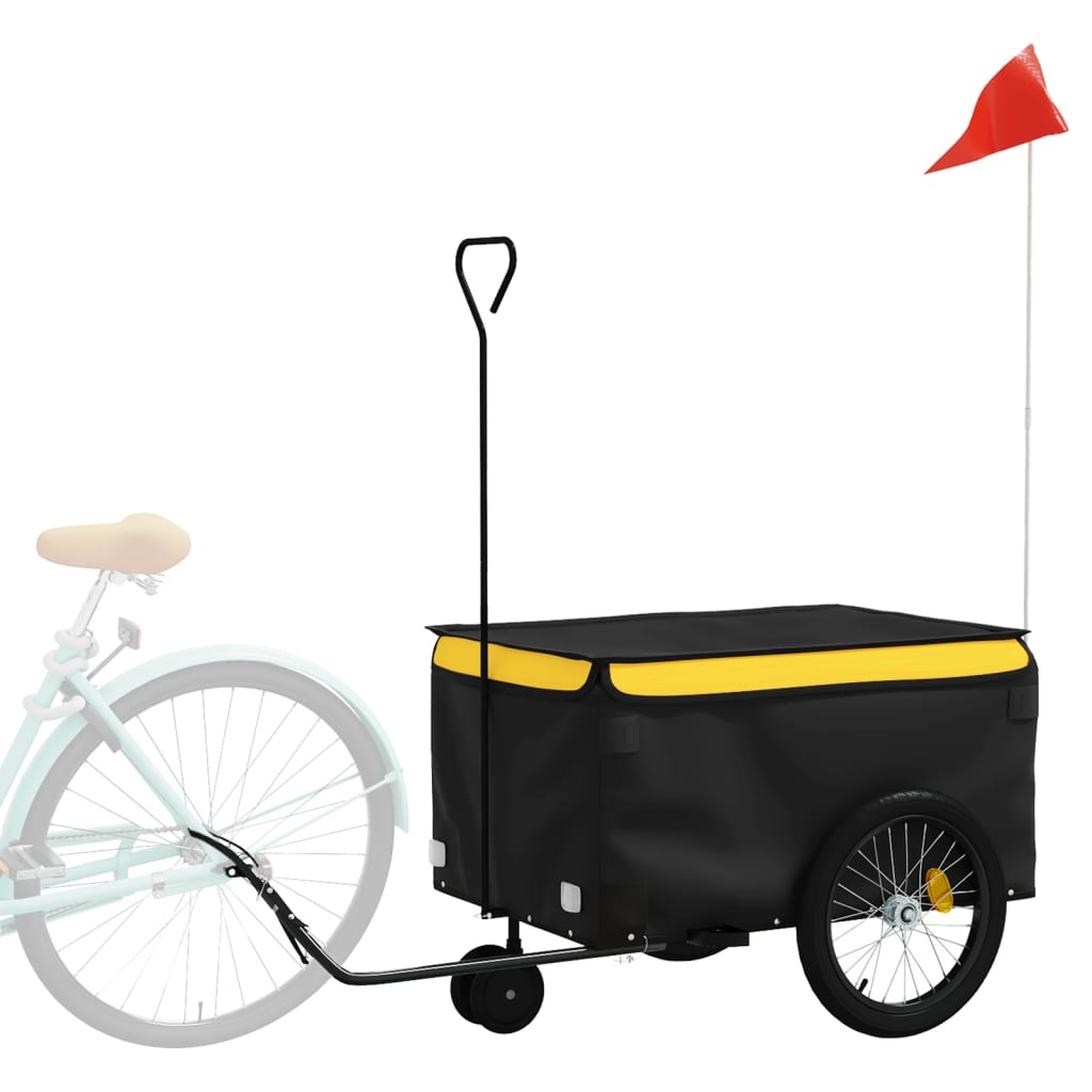 vidaXL Remorque de vélo noir et jaune 30 kg fer