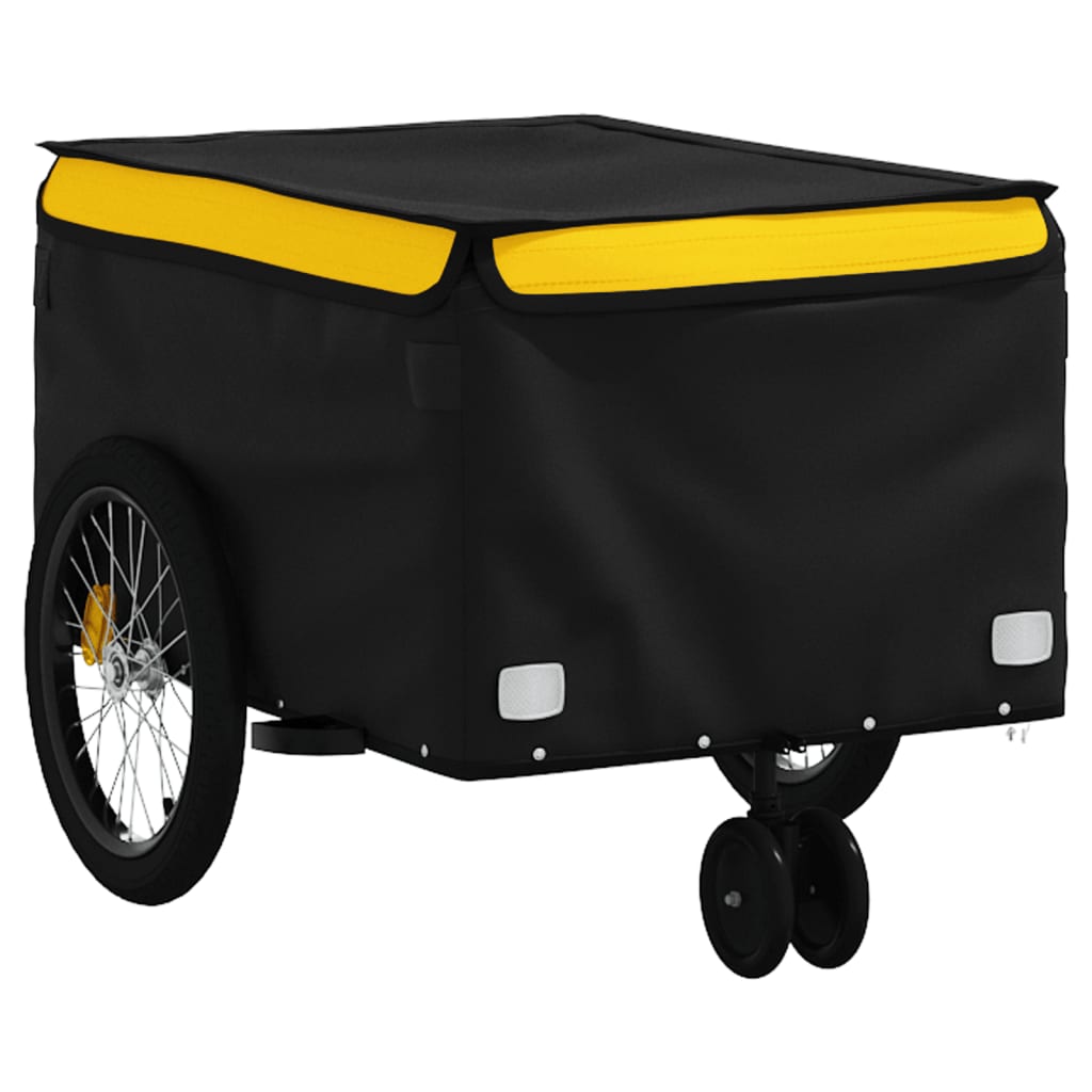 vidaXL Remorque de vélo noir et jaune 30 kg fer