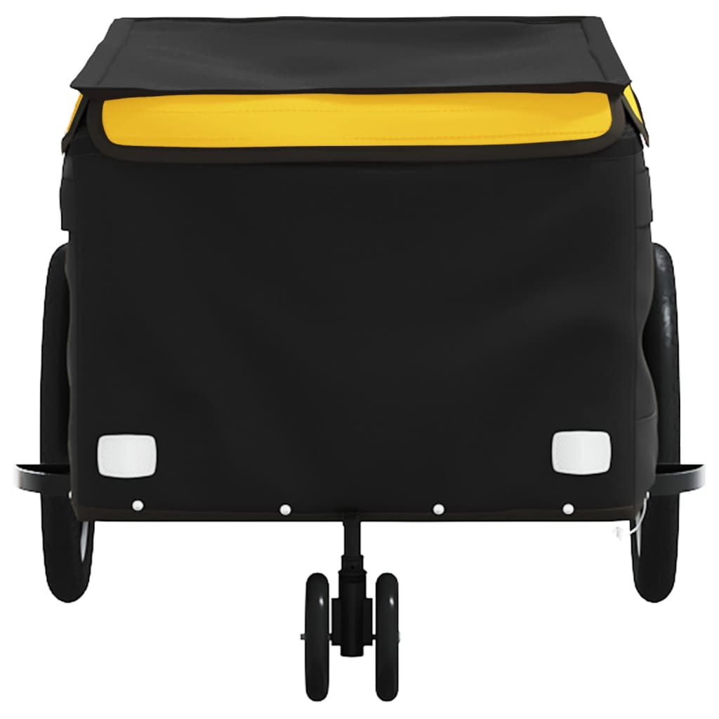 vidaXL Remorque de vélo noir et jaune 30 kg fer