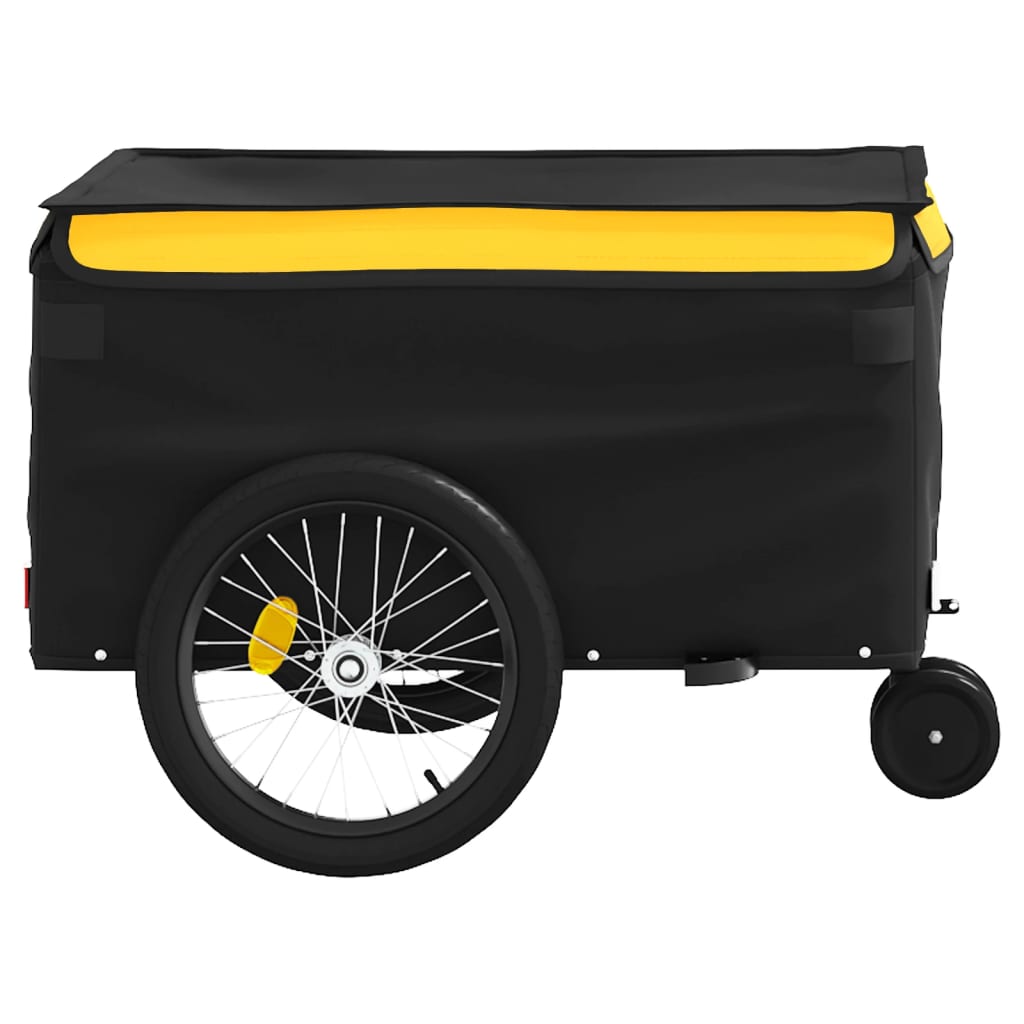 vidaXL Remorque de vélo noir et jaune 30 kg fer