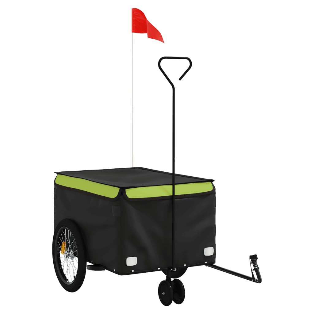 vidaXL Remorque de vélo noir et vert 30 kg fer