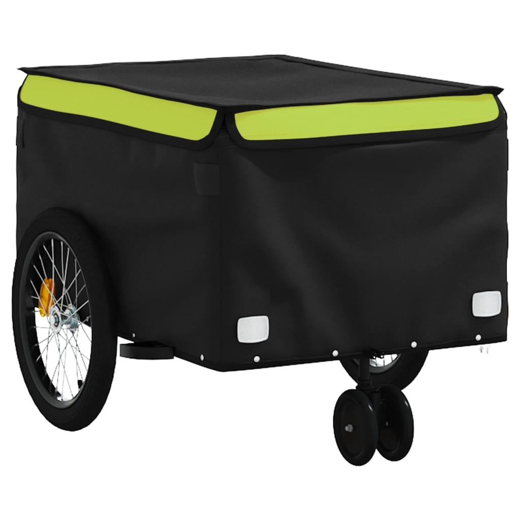 vidaXL Remorque de vélo noir et vert 30 kg fer