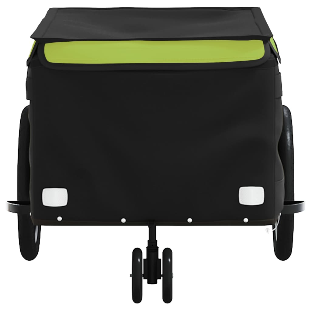 vidaXL Remorque de vélo noir et vert 30 kg fer