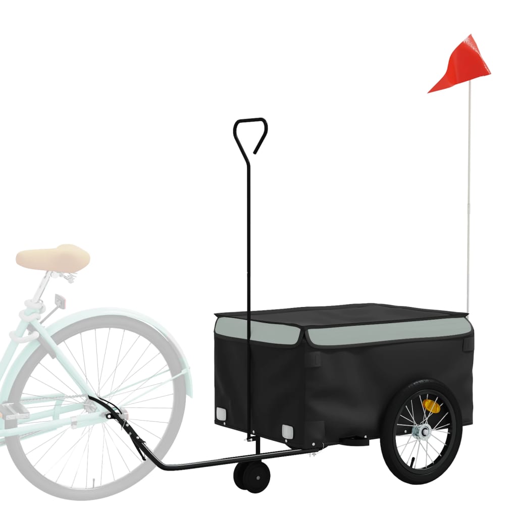vidaXL Remorque de vélo noir et gris 45 kg fer