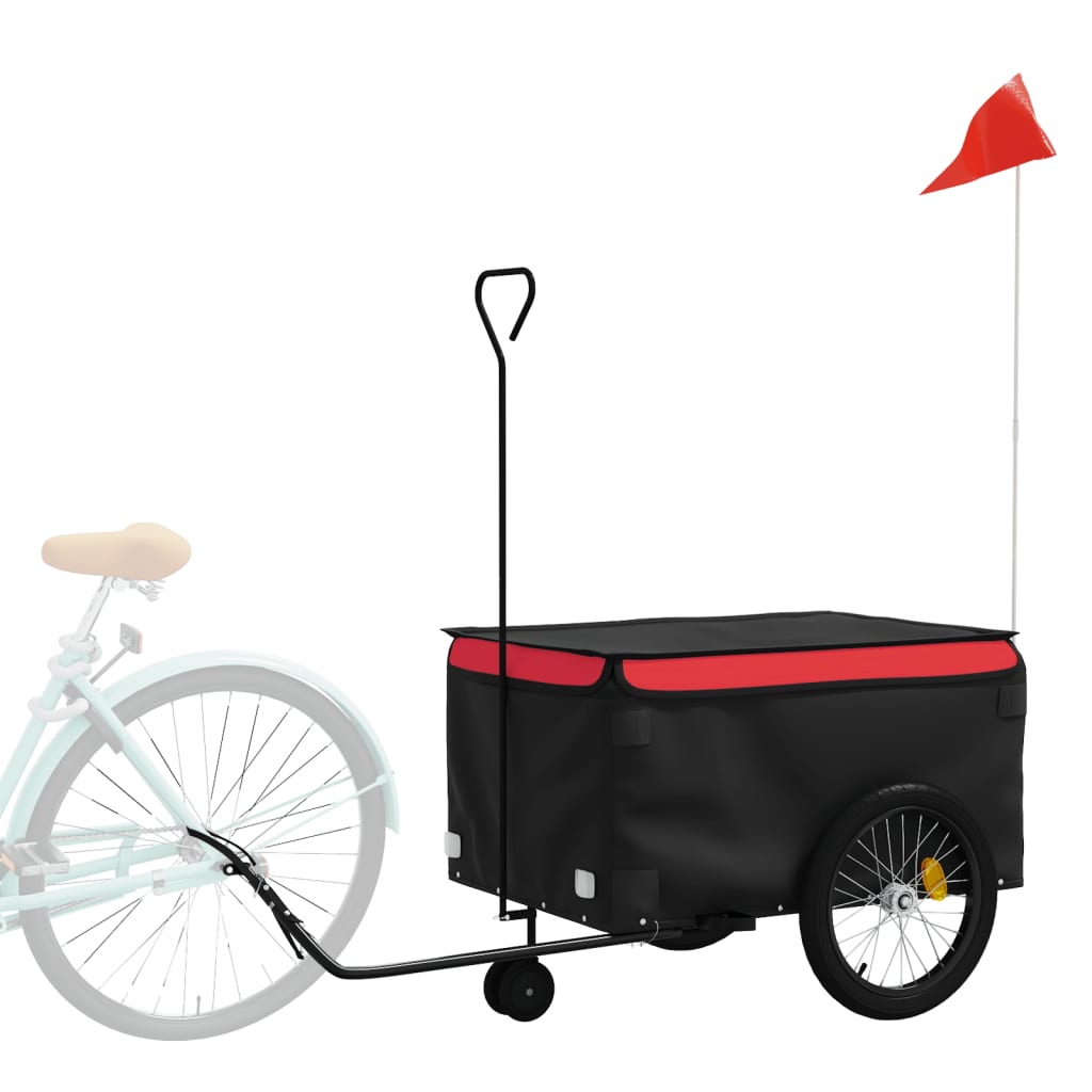 vidaXL Remorque de vélo noir et rouge 45 kg fer