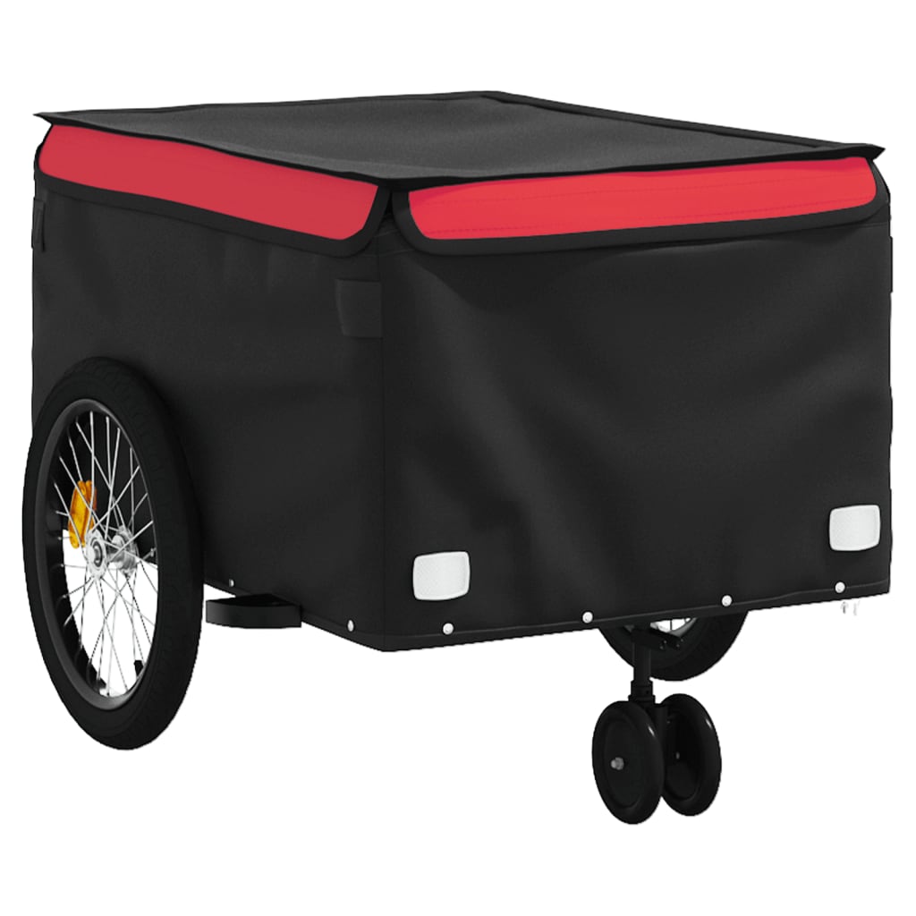 vidaXL Remorque de vélo noir et rouge 45 kg fer