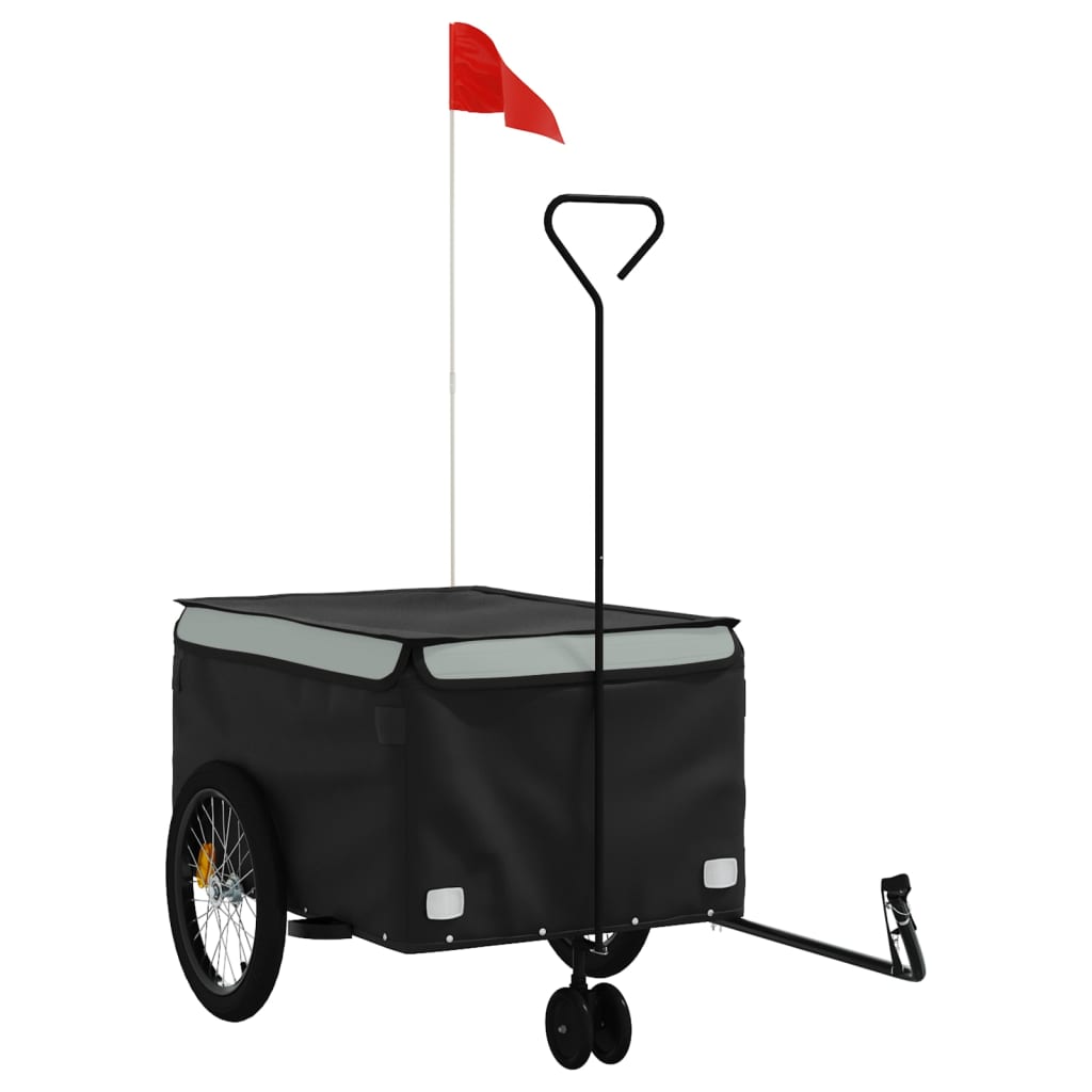 vidaXL Remorque de vélo noir et gris 45 kg fer
