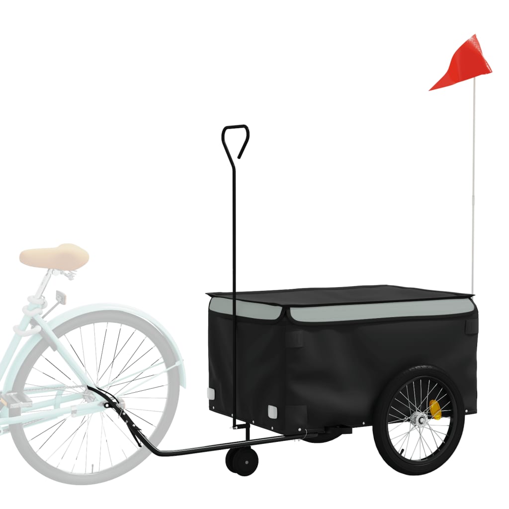 vidaXL Remorque de vélo noir et gris 45 kg fer