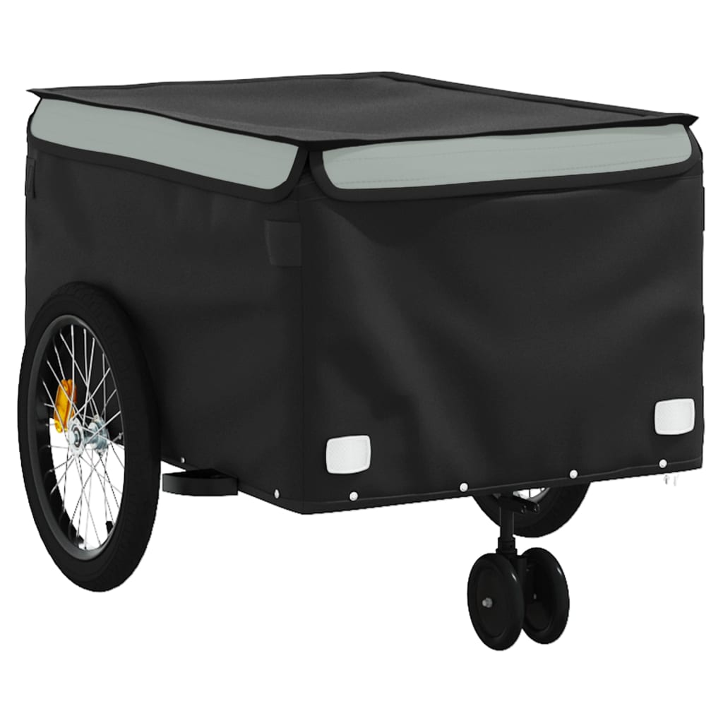 vidaXL Remorque de vélo noir et gris 45 kg fer