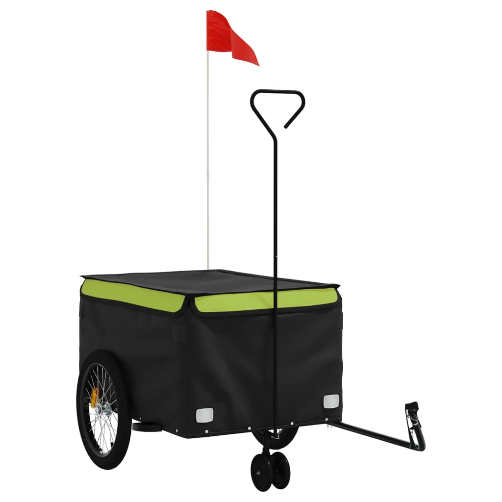 vidaXL Remorque de vélo noir et vert 45 kg fer