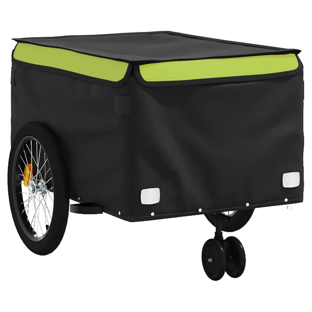 vidaXL Remorque de vélo noir et vert 45 kg fer