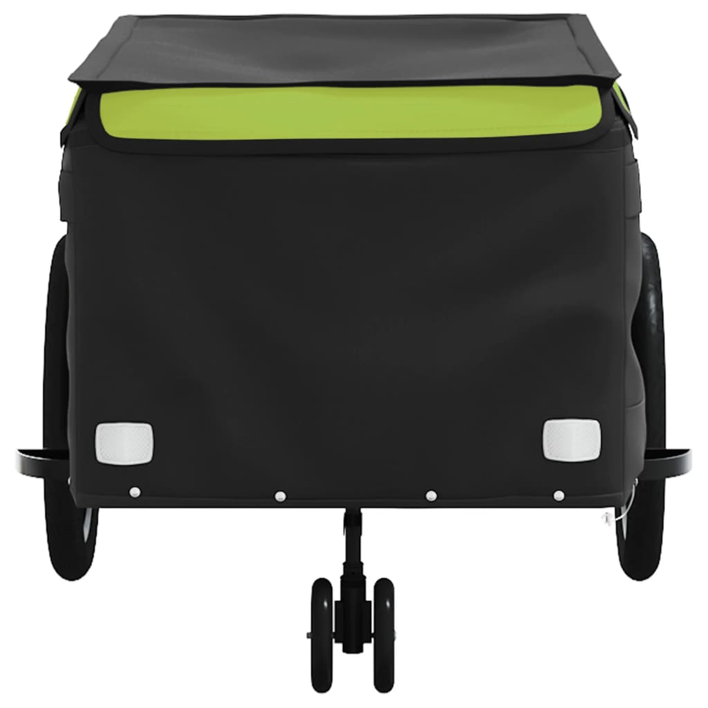 vidaXL Remorque de vélo noir et vert 45 kg fer