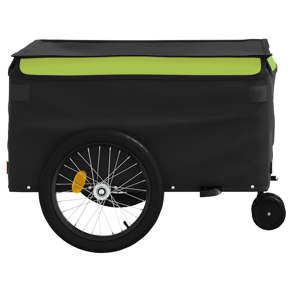 vidaXL Remorque de vélo noir et vert 45 kg fer