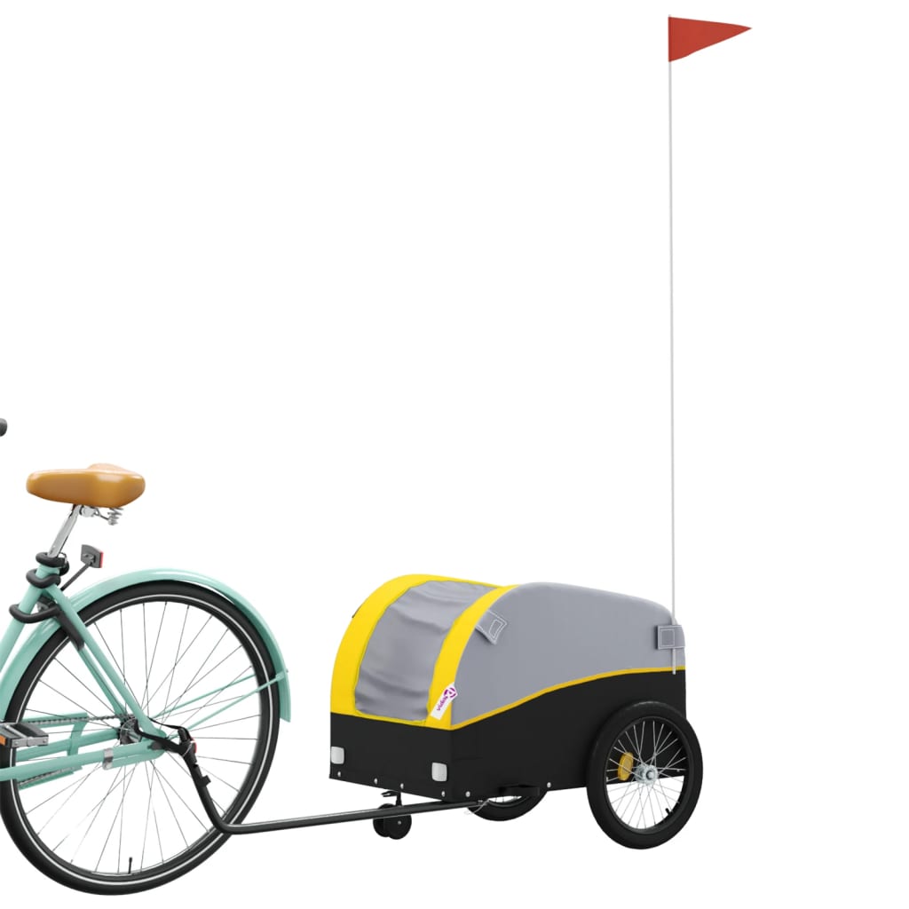 vidaXL Remorque de vélo noir et jaune 30 kg fer