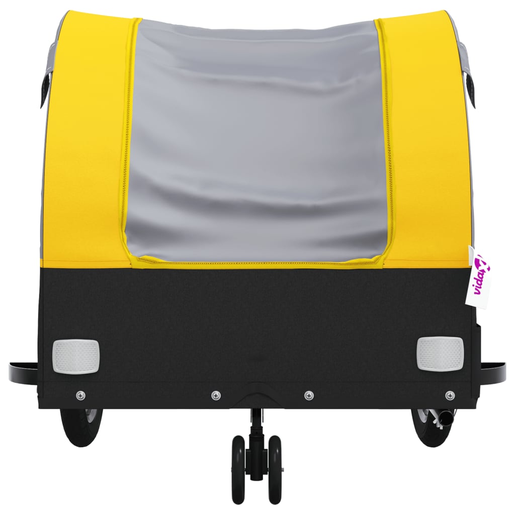 vidaXL Remorque de vélo noir et jaune 30 kg fer