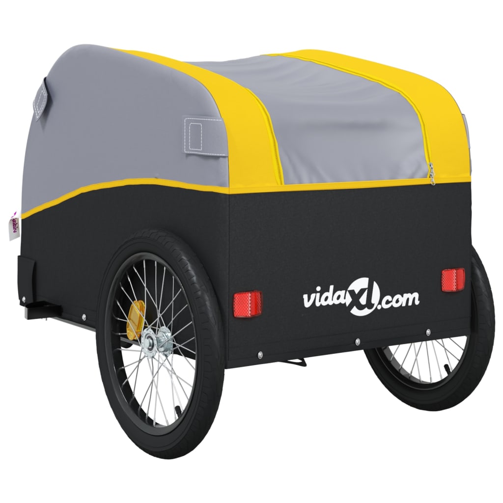vidaXL Remorque de vélo noir et jaune 30 kg fer