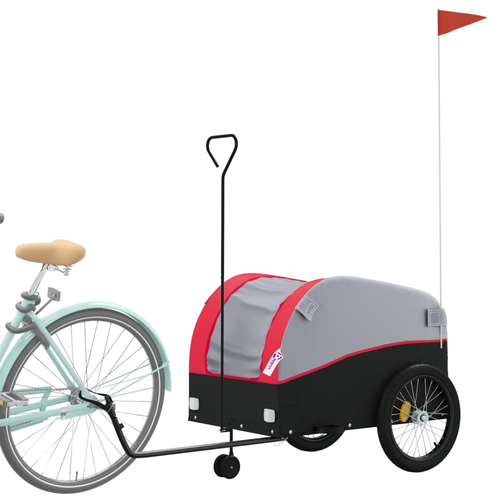 vidaXL Remorque de vélo noir et rouge 45 kg fer