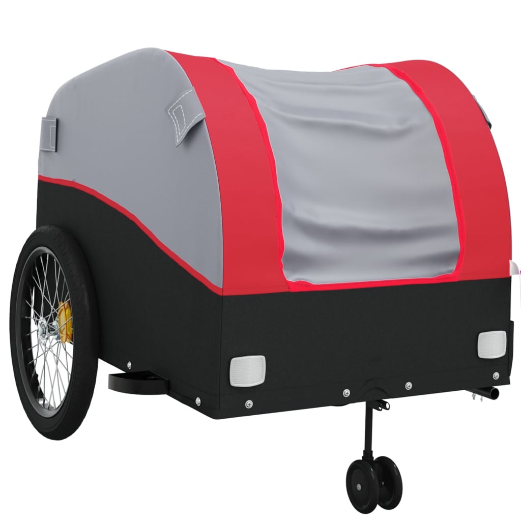 vidaXL Remorque de vélo noir et rouge 45 kg fer