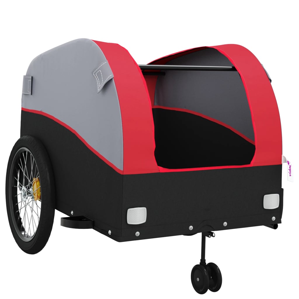 vidaXL Remorque de vélo noir et rouge 45 kg fer