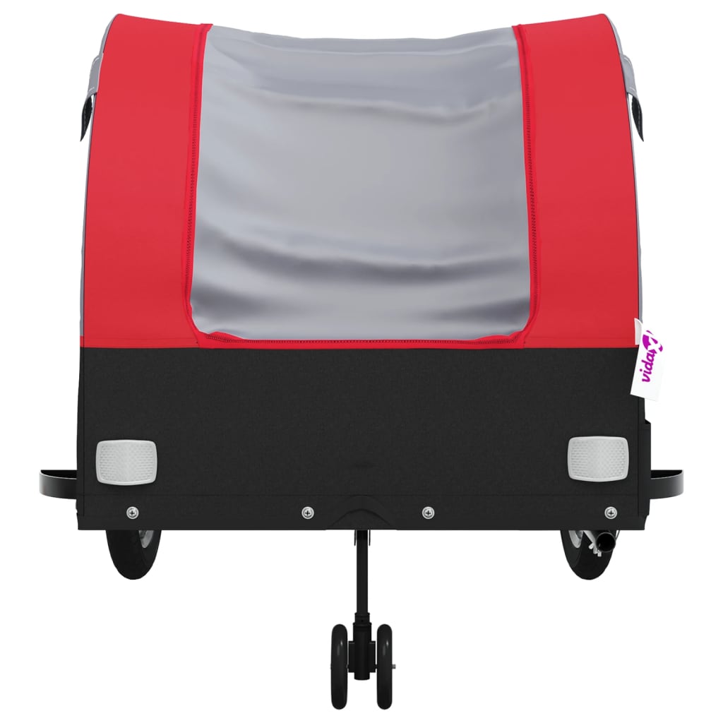 vidaXL Remorque de vélo noir et rouge 45 kg fer