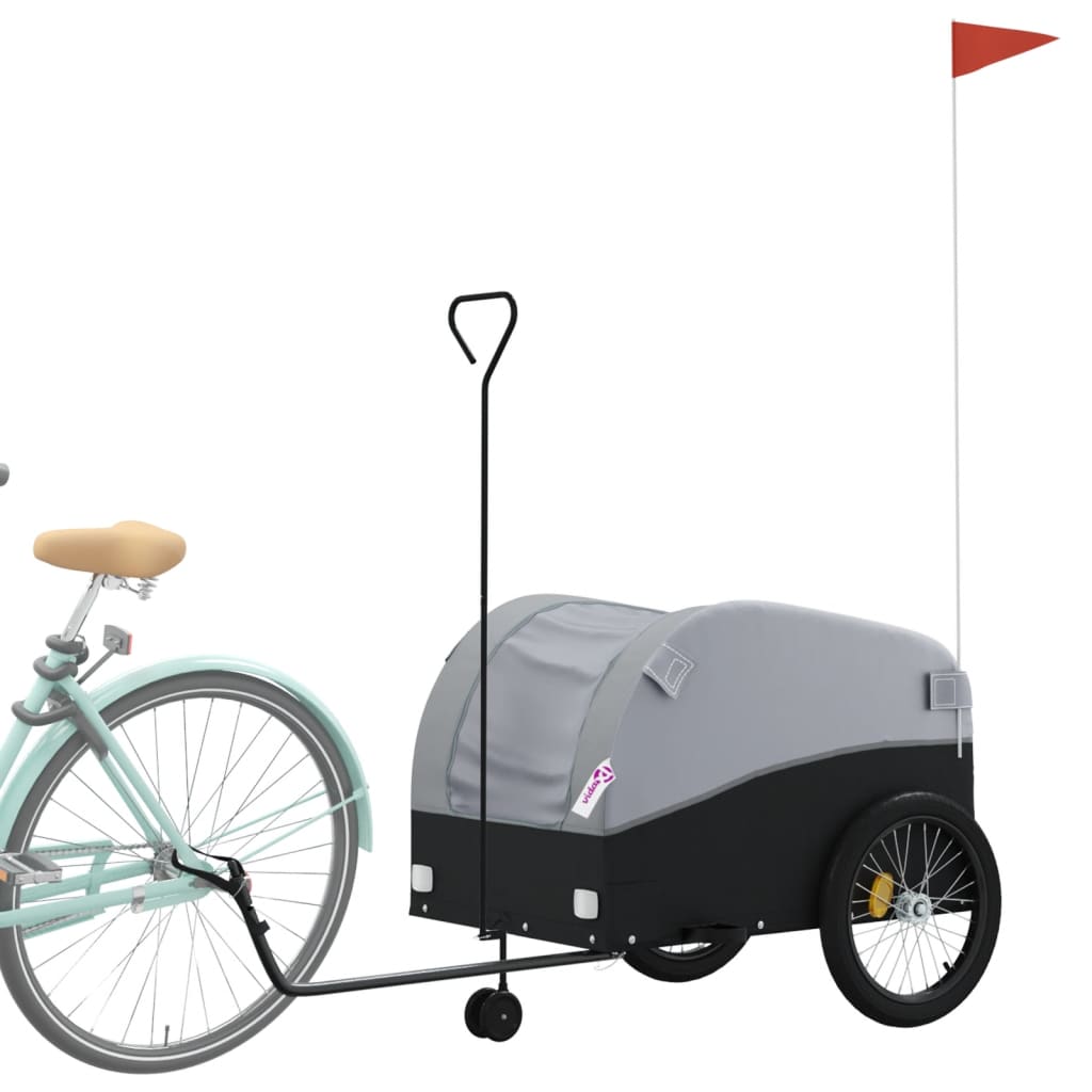 vidaXL Remorque de vélo noir et gris 45 kg fer