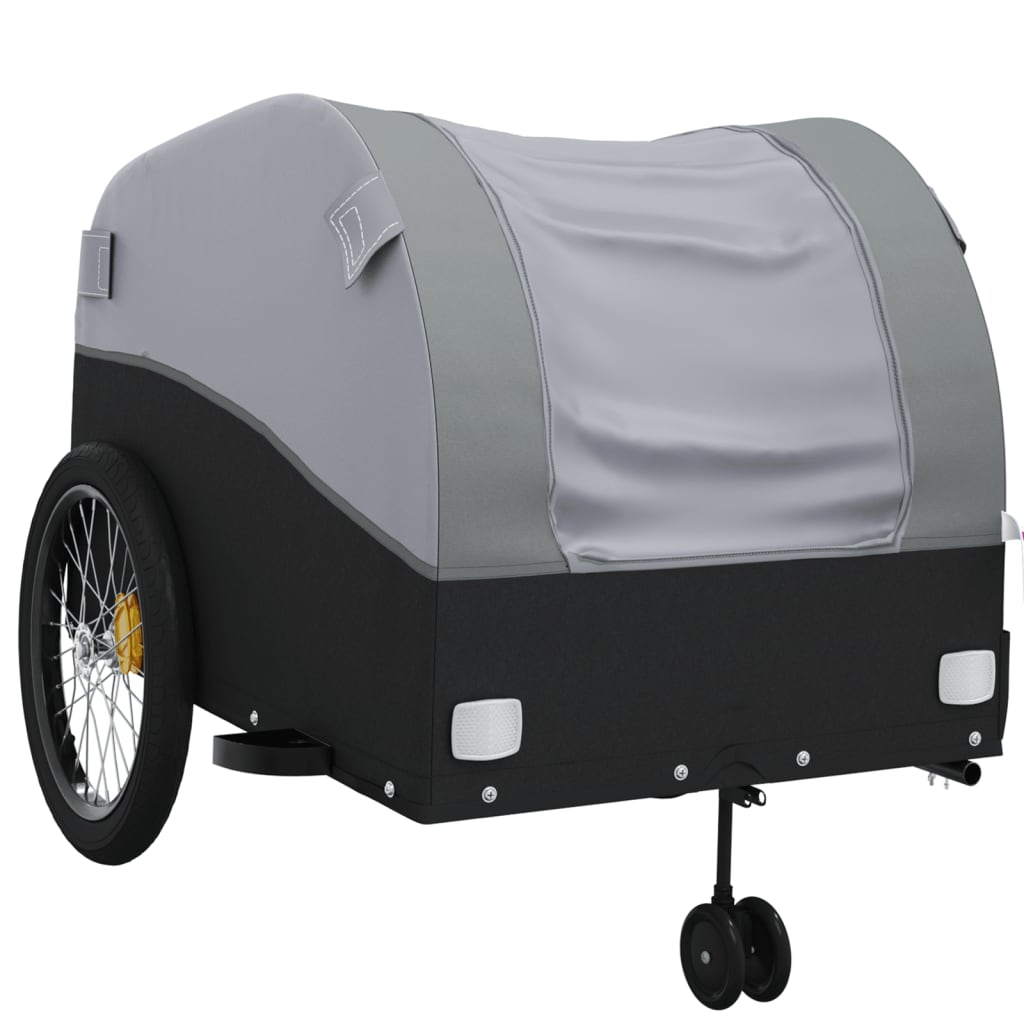 vidaXL Remorque de vélo noir et gris 45 kg fer