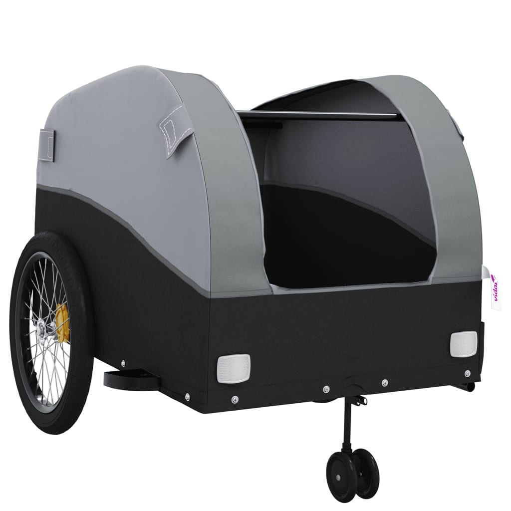 vidaXL Remorque de vélo noir et gris 45 kg fer