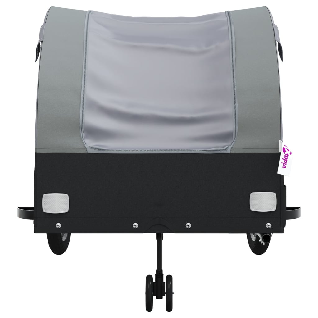 vidaXL Remorque de vélo noir et gris 45 kg fer
