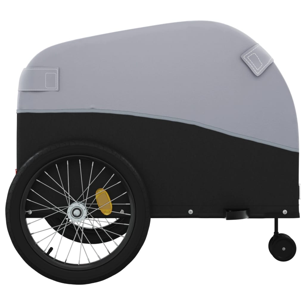 vidaXL Remorque de vélo noir et gris 45 kg fer