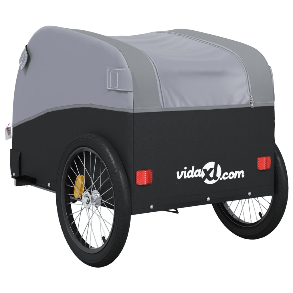 vidaXL Remorque de vélo noir et gris 45 kg fer