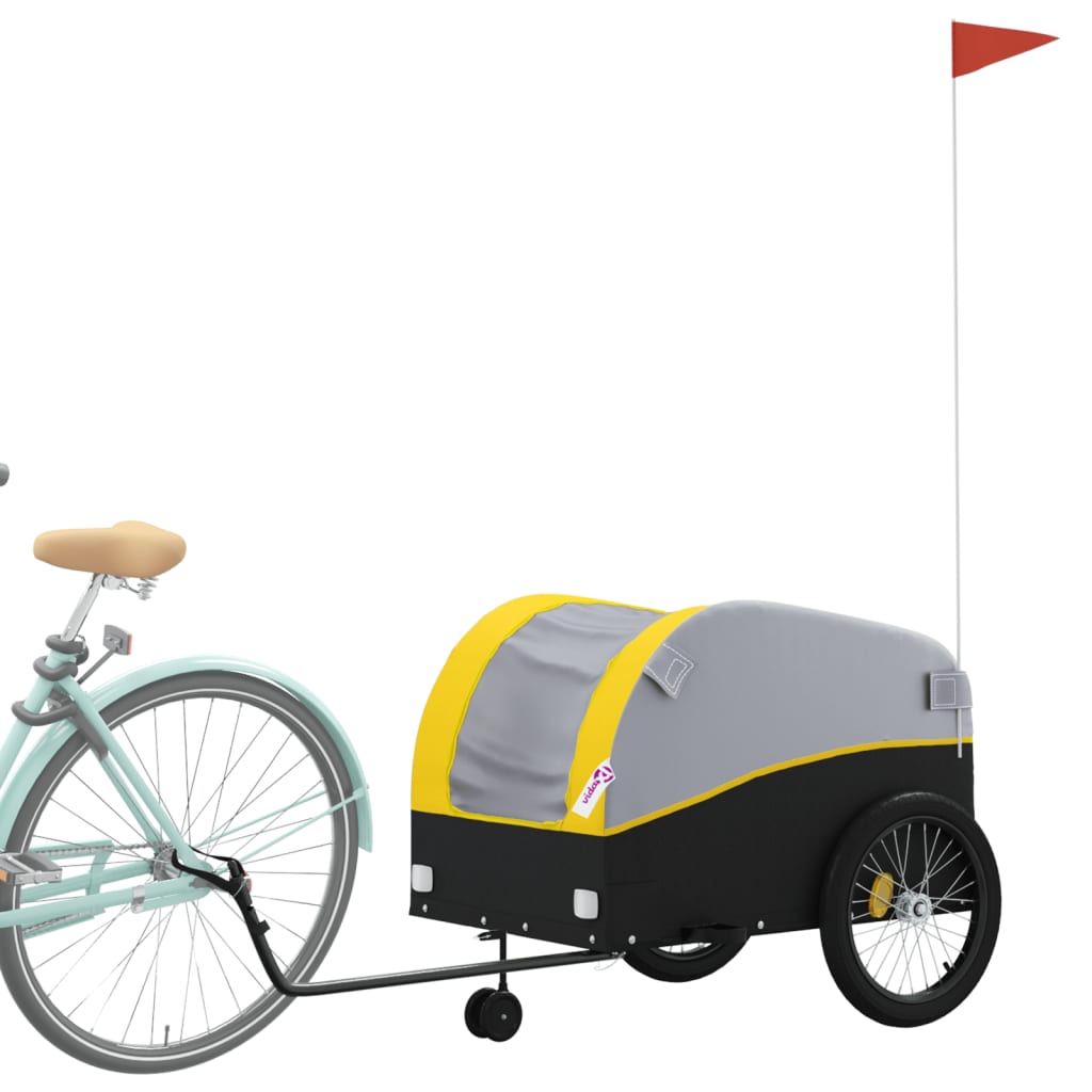 vidaXL Remorque de vélo noir et jaune 45 kg fer