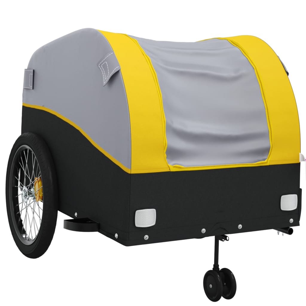 vidaXL Remorque de vélo noir et jaune 45 kg fer