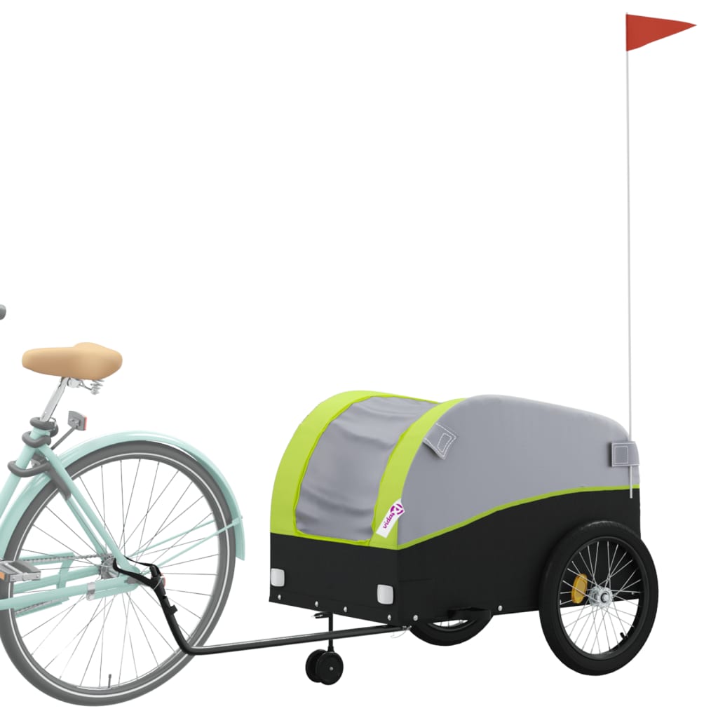 vidaXL Remorque de vélo noir et vert 45 kg fer