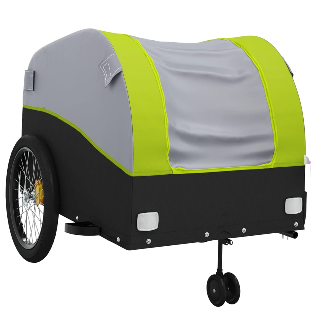 vidaXL Remorque de vélo noir et vert 45 kg fer