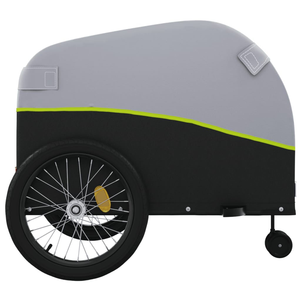 vidaXL Remorque de vélo noir et vert 45 kg fer