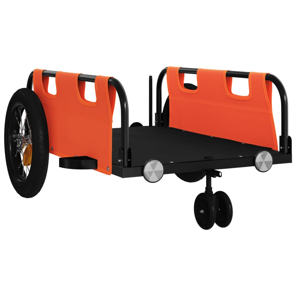 vidaXL Remorque de vélo orange tissu oxford et fer