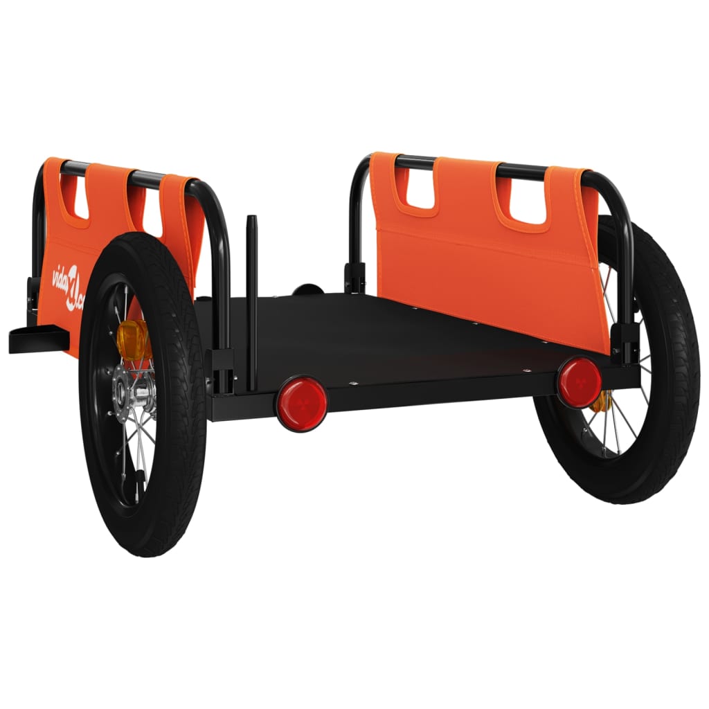 vidaXL Remorque de vélo orange tissu oxford et fer