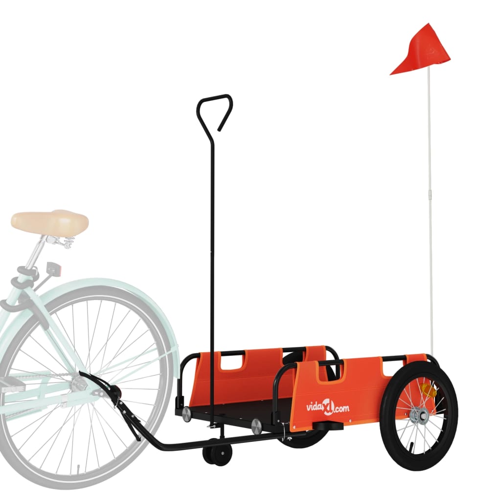 vidaXL Remorque de vélo orange tissu oxford et fer